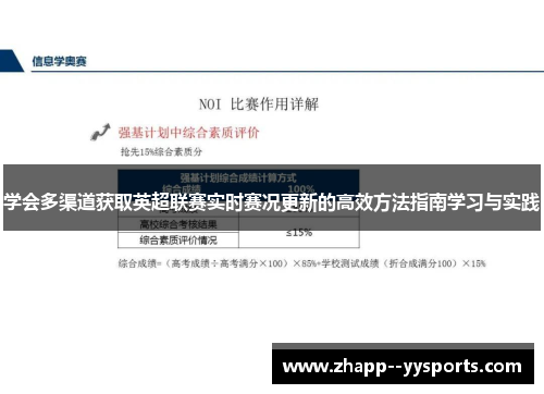 学会多渠道获取英超联赛实时赛况更新的高效方法指南学习与实践